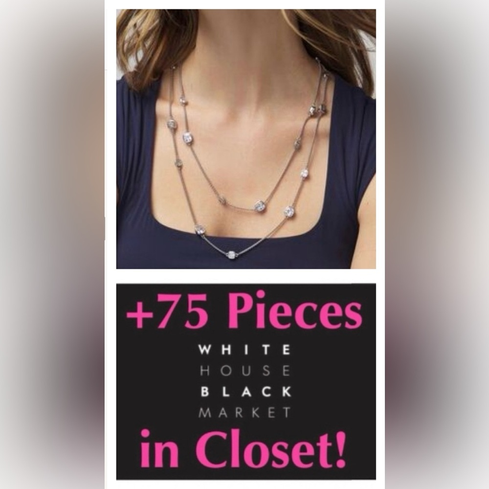 WHBM Silver Clear Branded Silver Necklace
